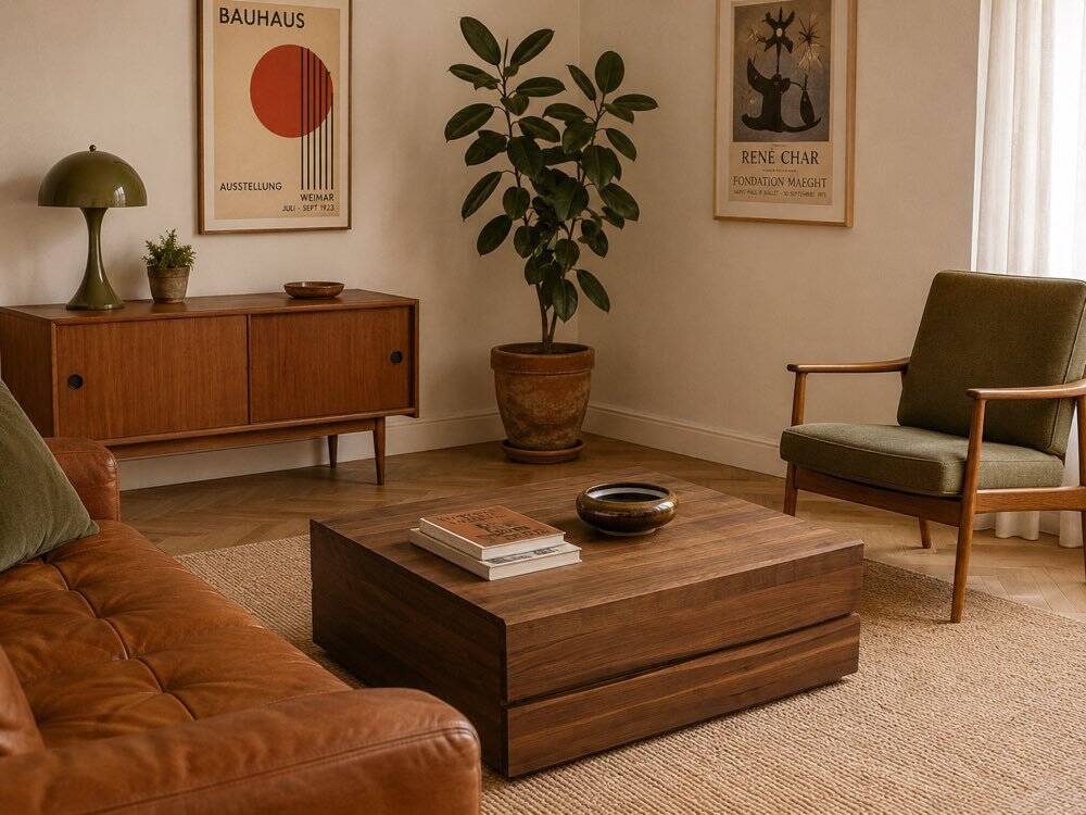 Low teak cabinet with 1 door