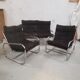 Canape set and pair of vintage 70s chrome tubular armchair