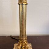Antique Column Candle Holder Lamp Golden Brass Empire Corinthian Neo-Classical