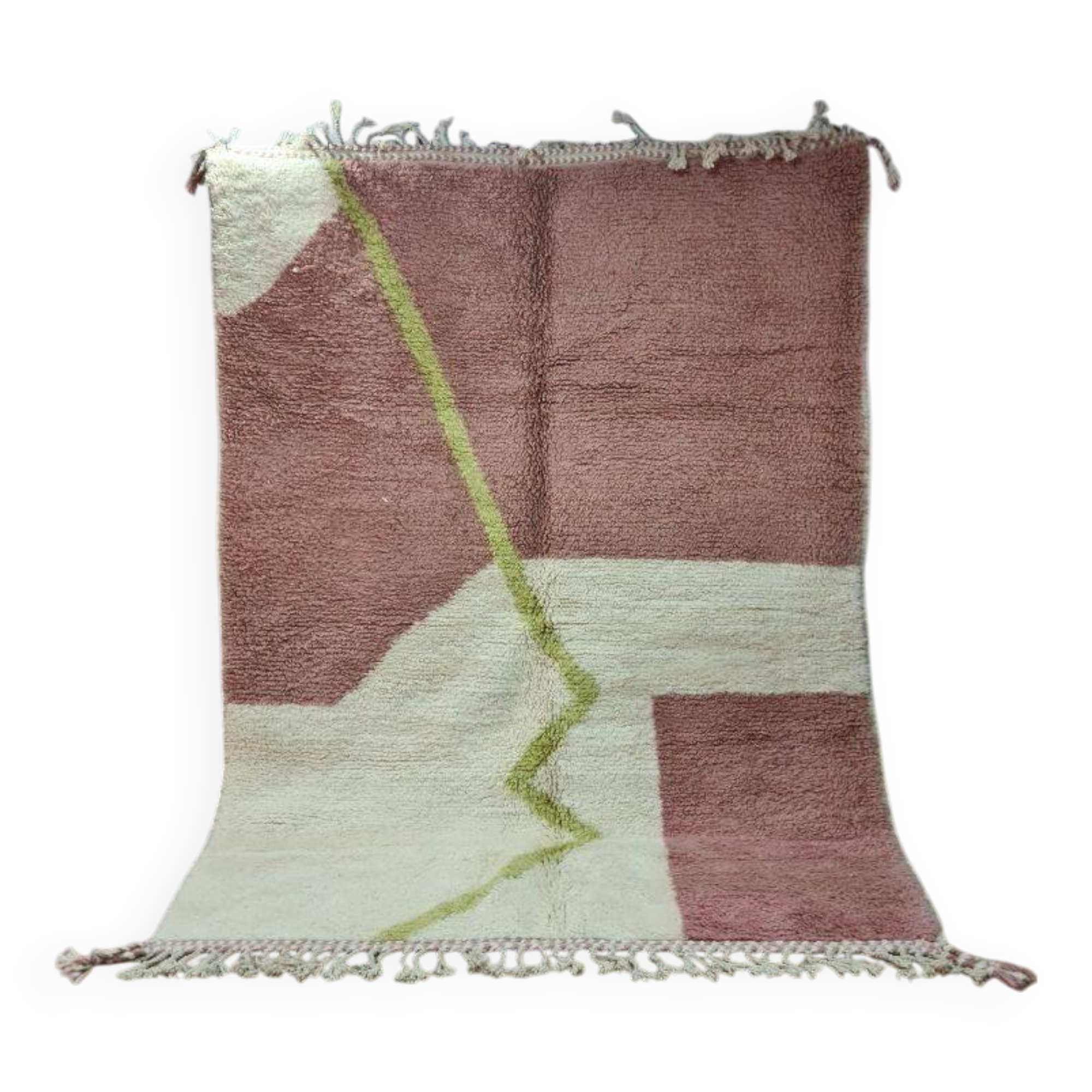 Minimalist Bohemian Rug 250x150 cm - Abstract Design Pink and Green
