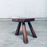 Small Tripod Oak Side Table / Stool, Belgium, 1950s