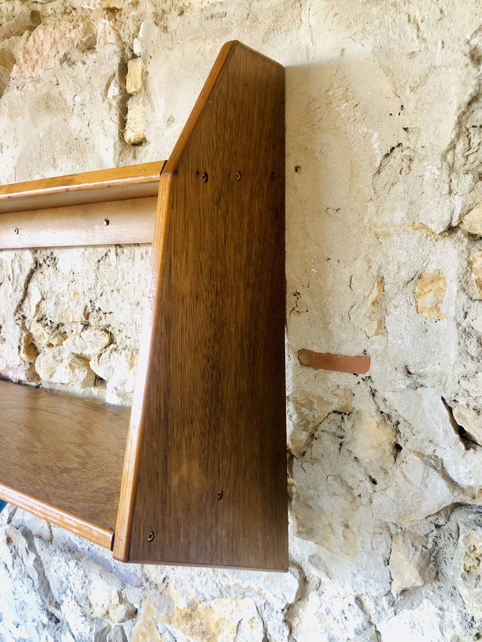 Vintage wall shelf with two shelves, 1970's