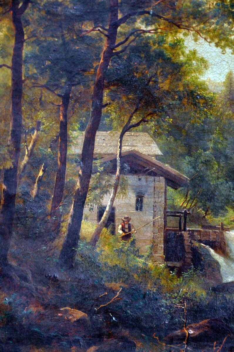 Oil on canvas, mountain landscape, mid-19th century