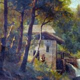 Oil on canvas, mountain landscape, mid-19th century