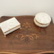 Lot of white marble object - 2 boxes and 1 candlestick