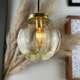 Lamp walking/suspension lamp large globe vintage molded glassware Murano smoked yellow