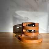 Round pine wall light, 1970