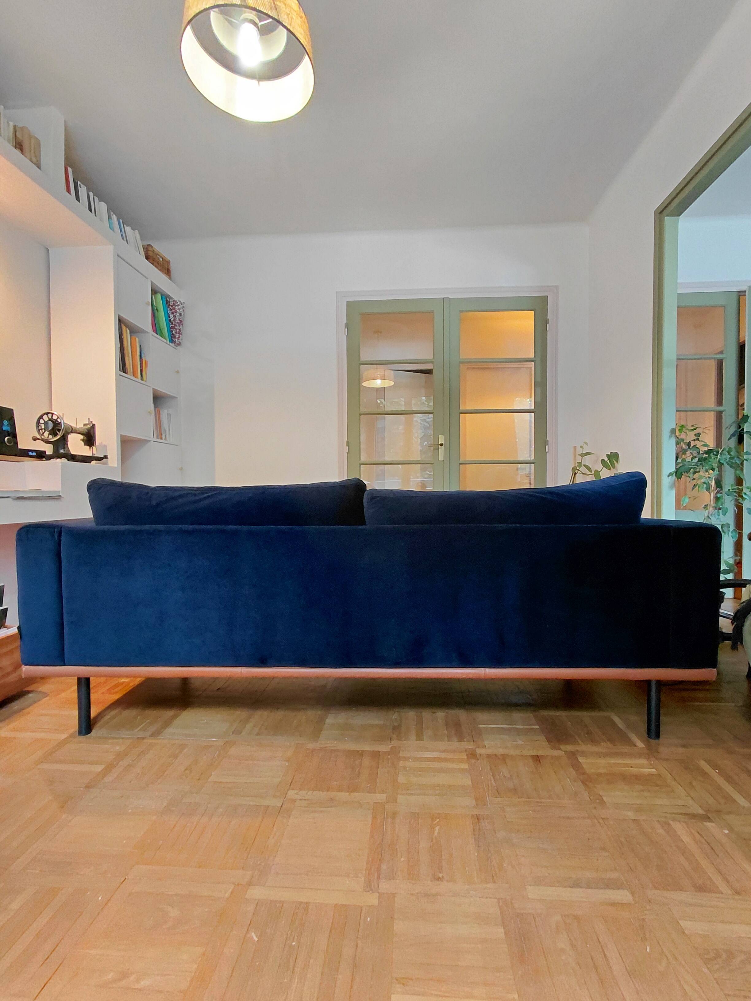 Blue velvet sofa Baci Habitat 3-seater