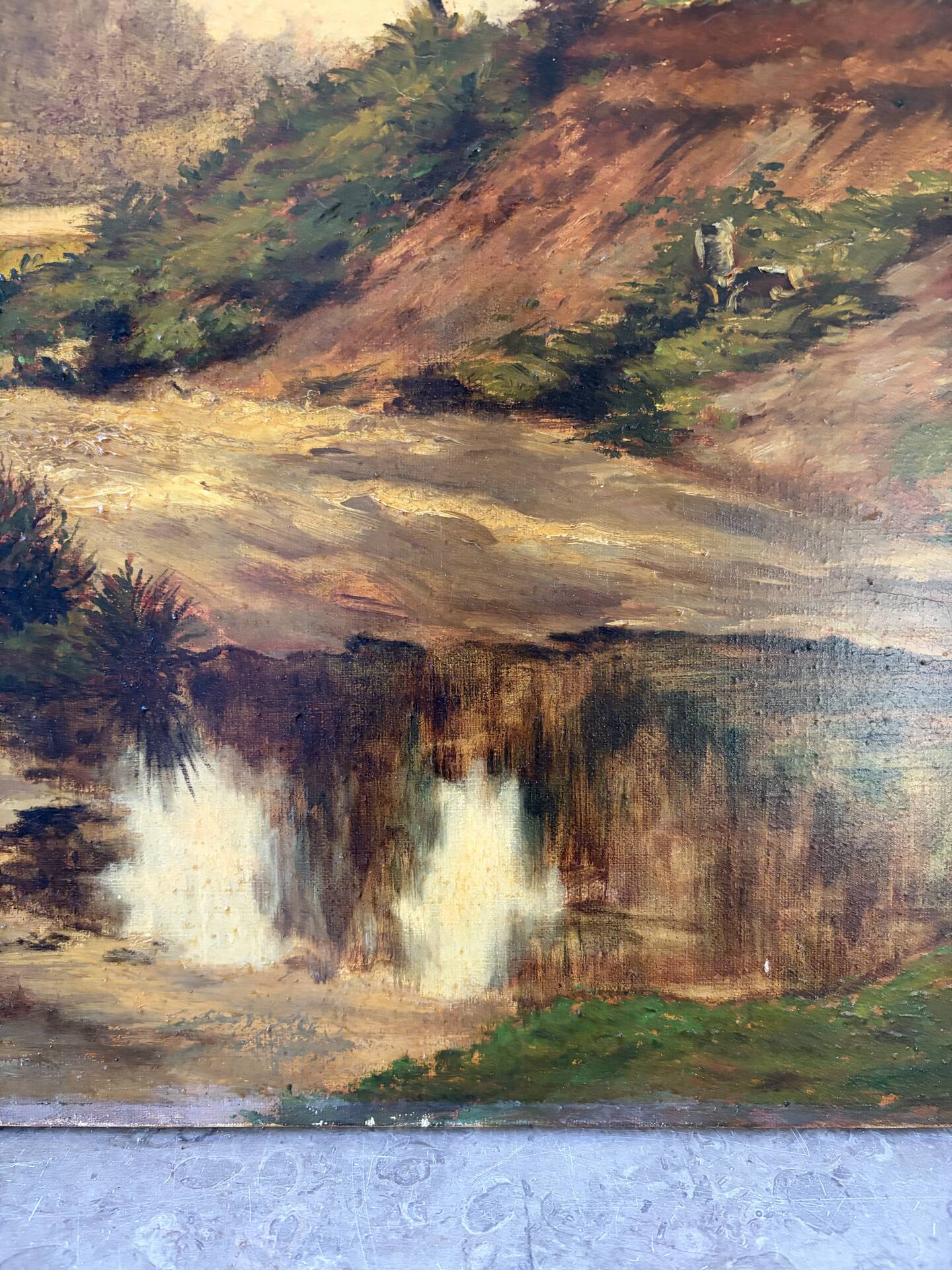 Landscape at the pond, oil on canvas signed André Ricq.