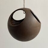 Brown plastic vintage hanging planter / flower pot