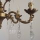 French Art Nouveau 5-Light Bronze 3 sided Crystal Cage Chandelier
