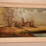 Old oil painting on canvas
