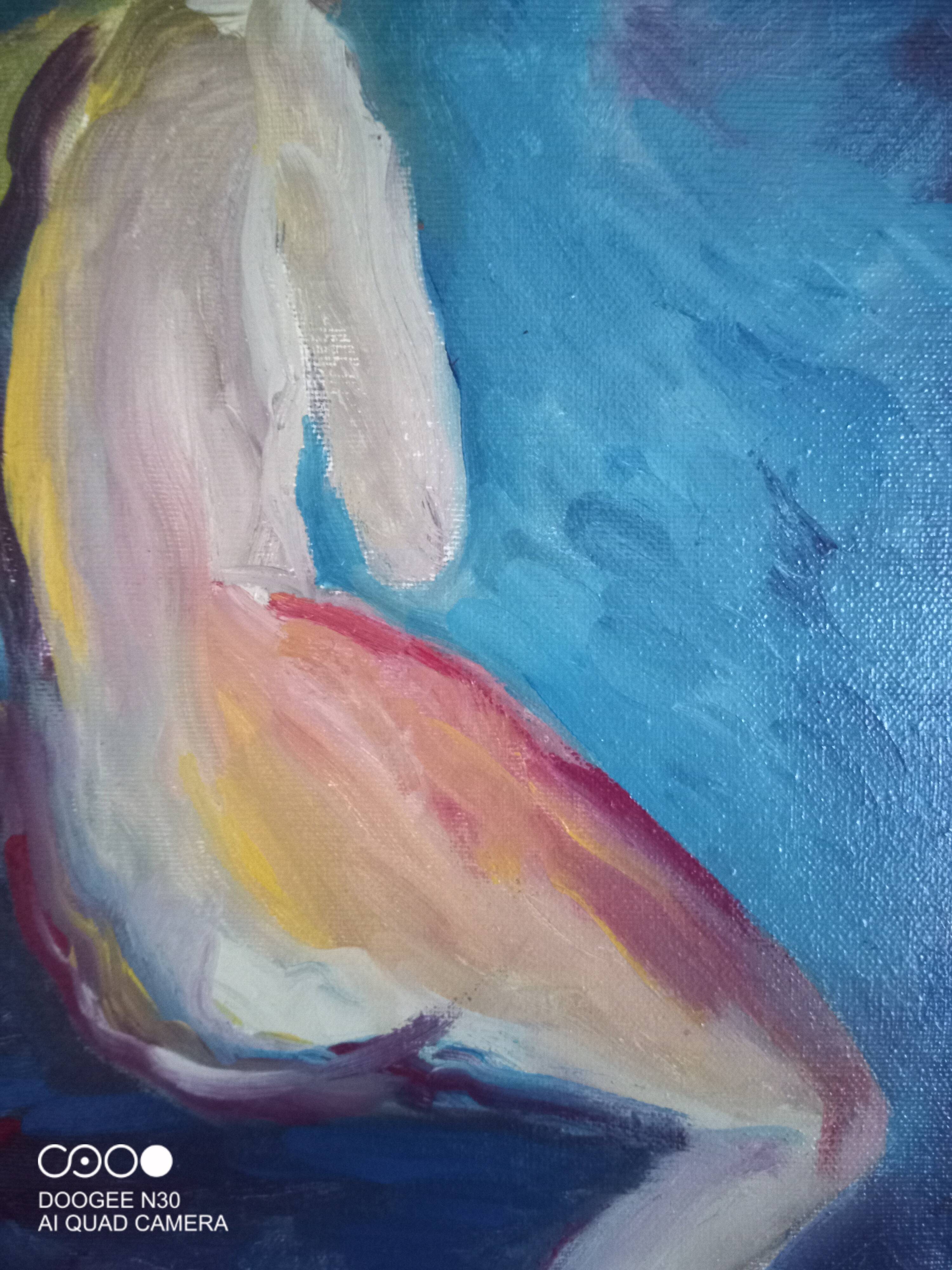 Female nude, oil on canvas, impressionist style, framed, signed J.Bénard