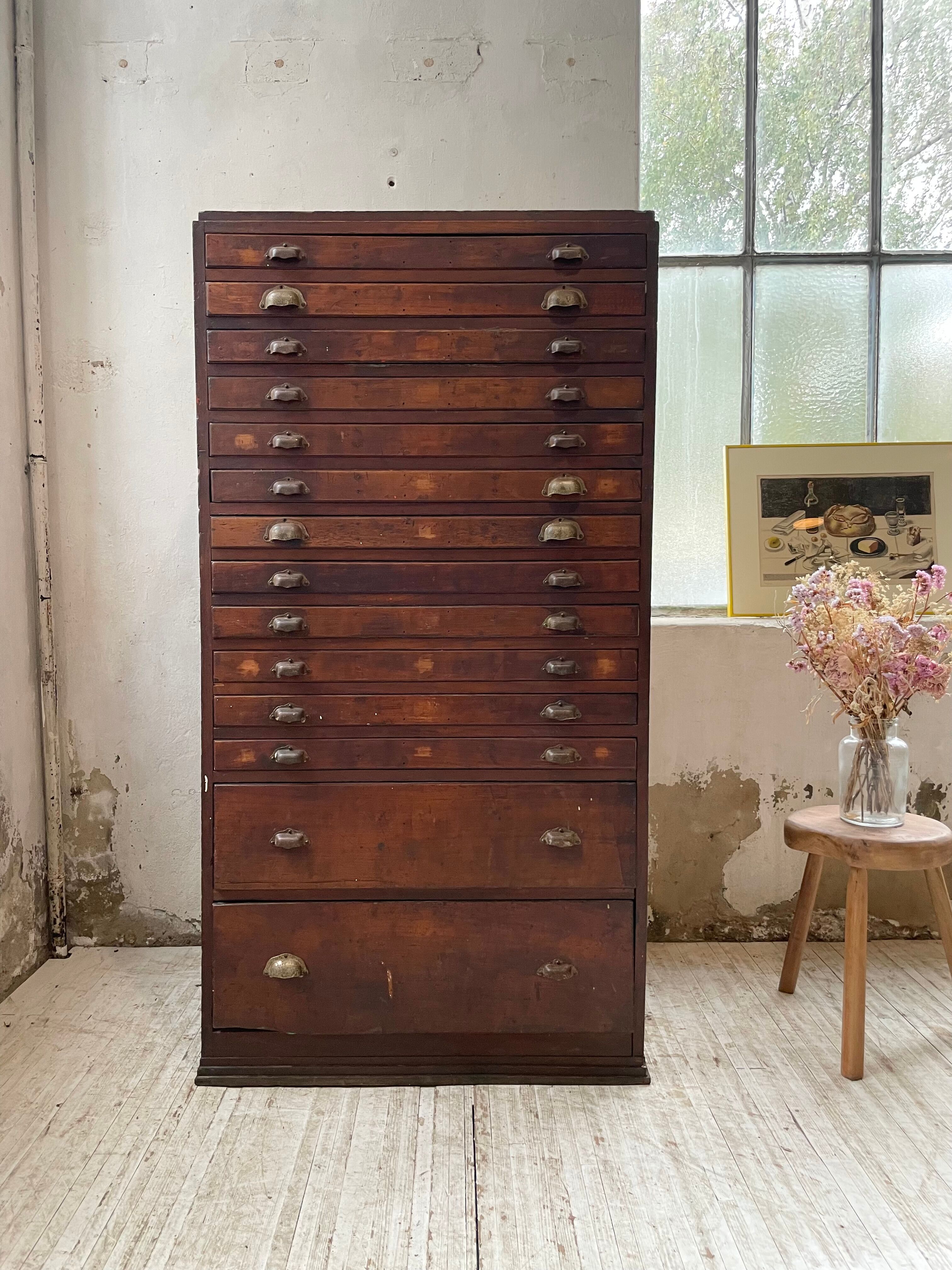 Workshop furniture printing with drawers XL oak