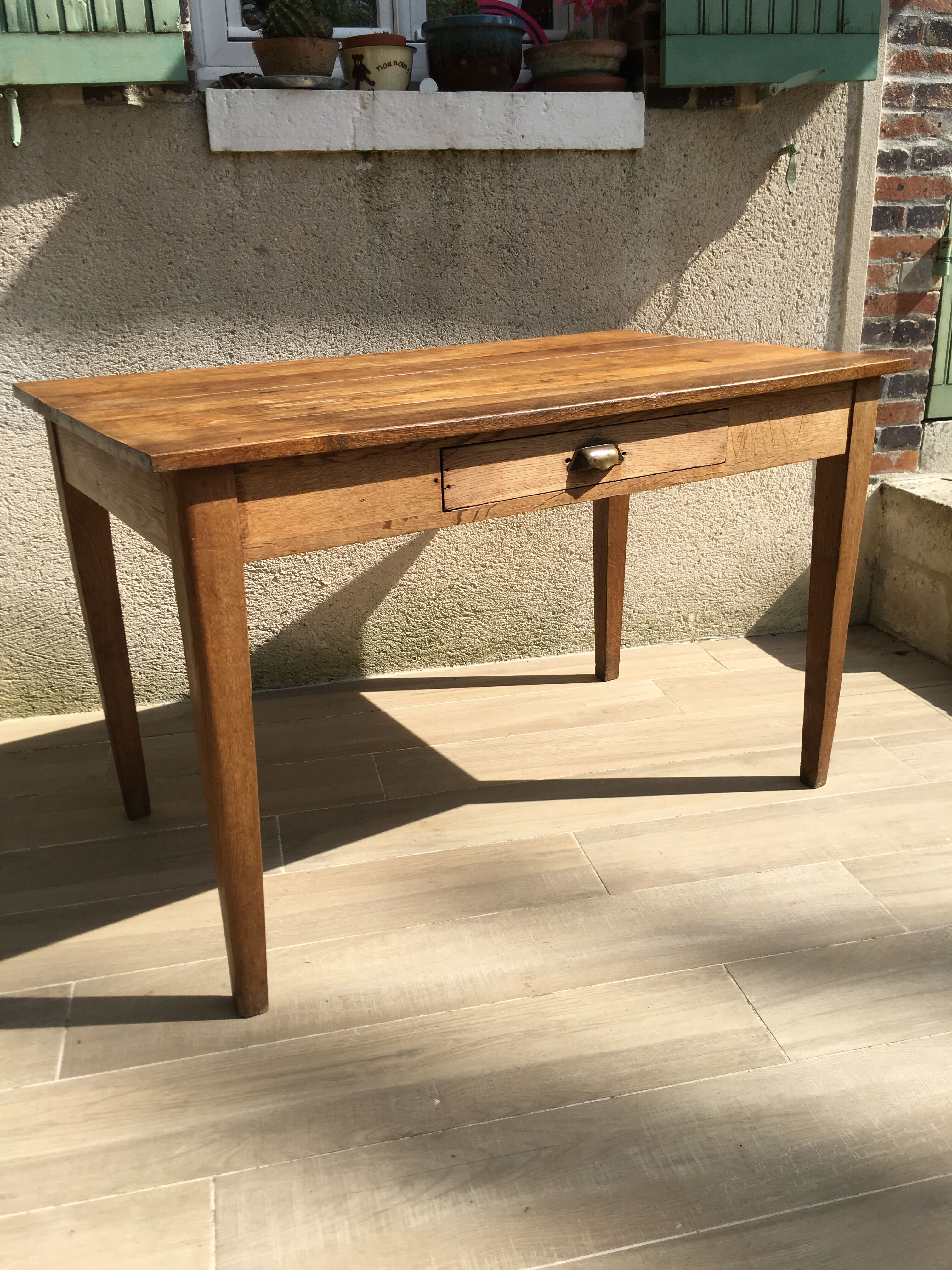 Table in solid oak, 50s
