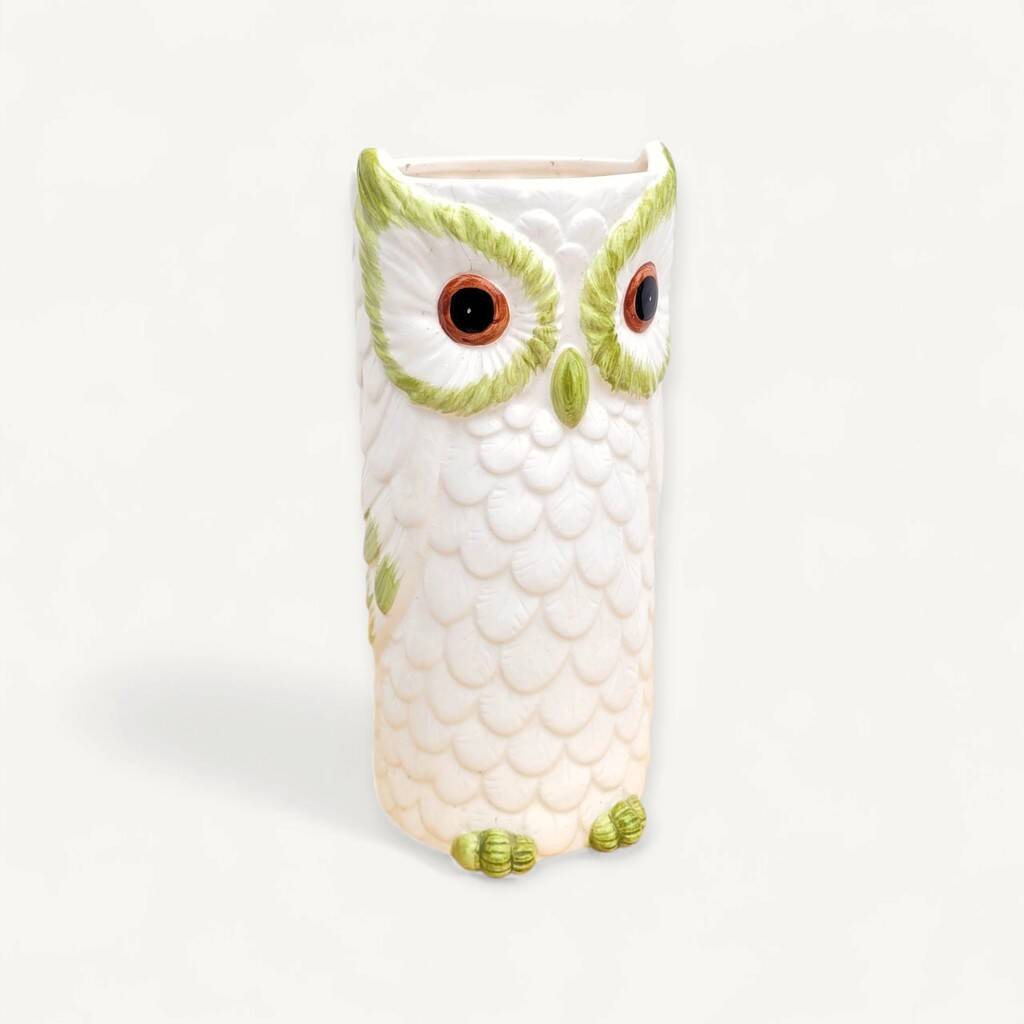 Francesco Guarino owl vase in slip ceramic