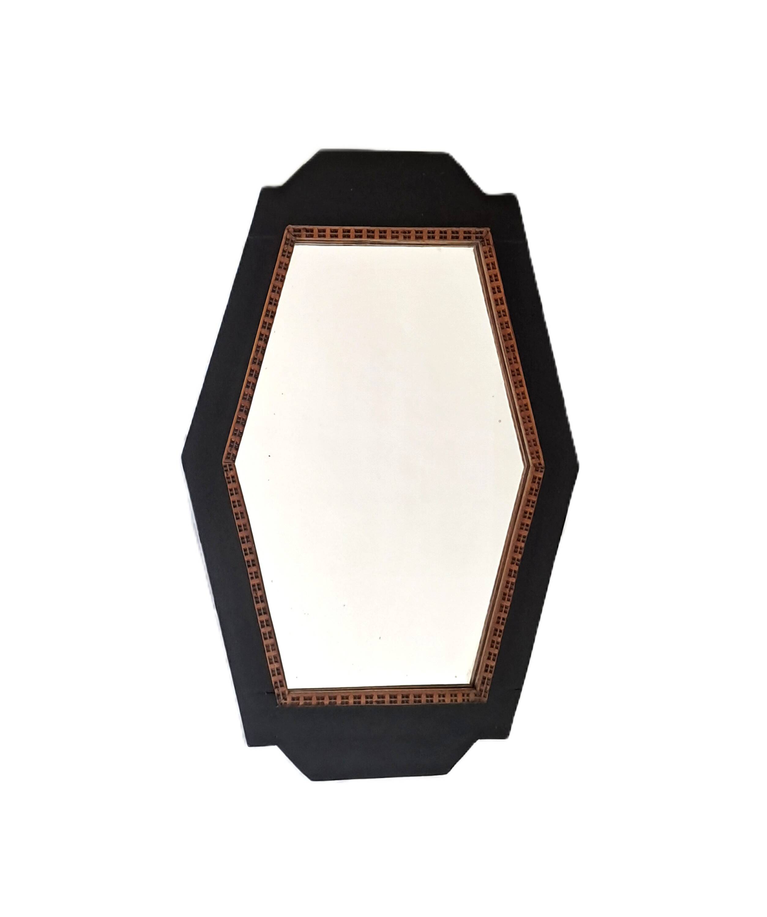 Large Art Deco Mirror with Geometric Frame