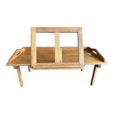 Manufrance wooden bedside table, folding tray with book holder.