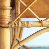 Bean desk two rattan drawers and oak veneer