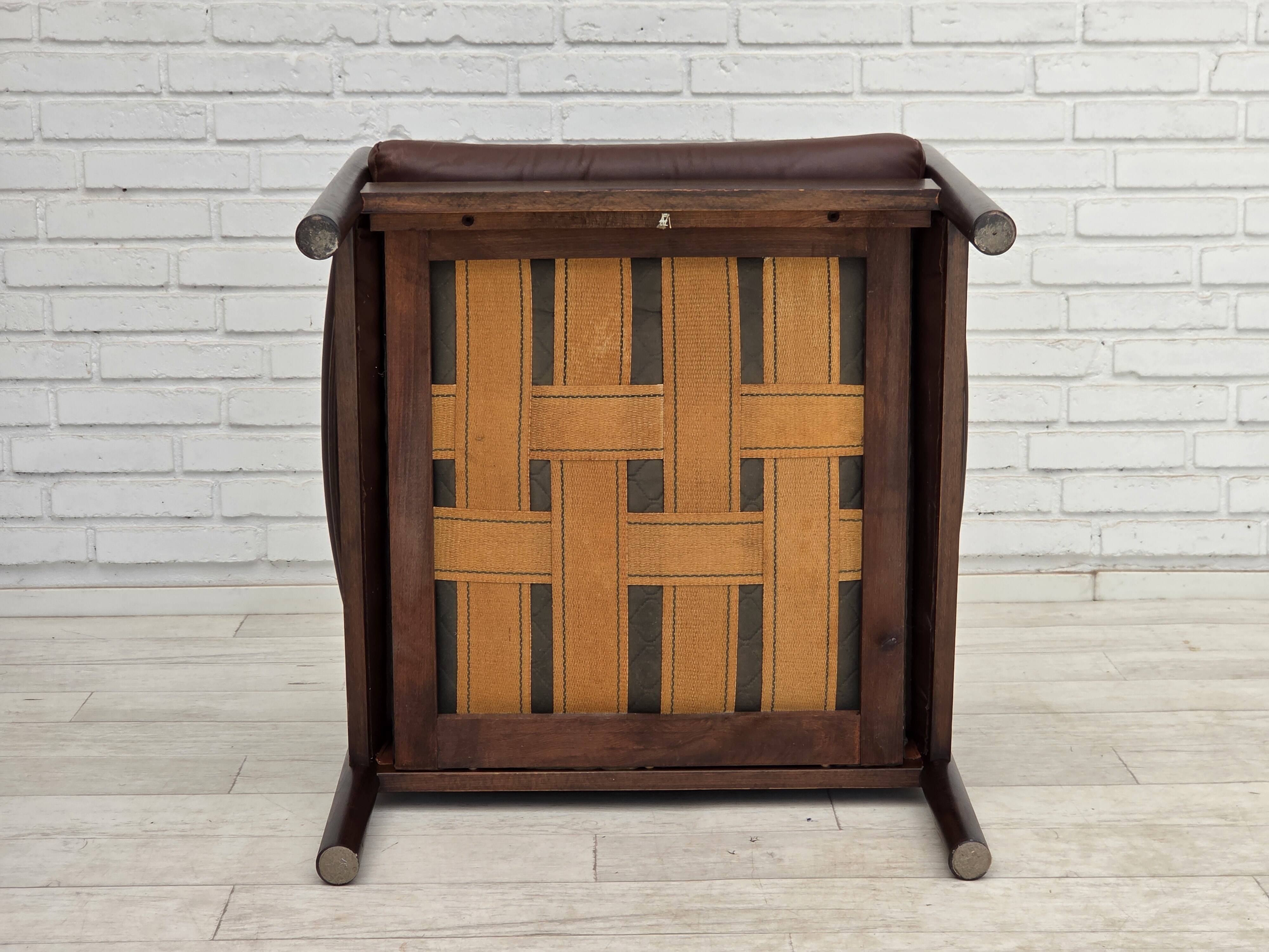 1970s, Scandinavian armchair, furniture leather, beech wood.