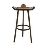 Spanish stool with seat in cowhide