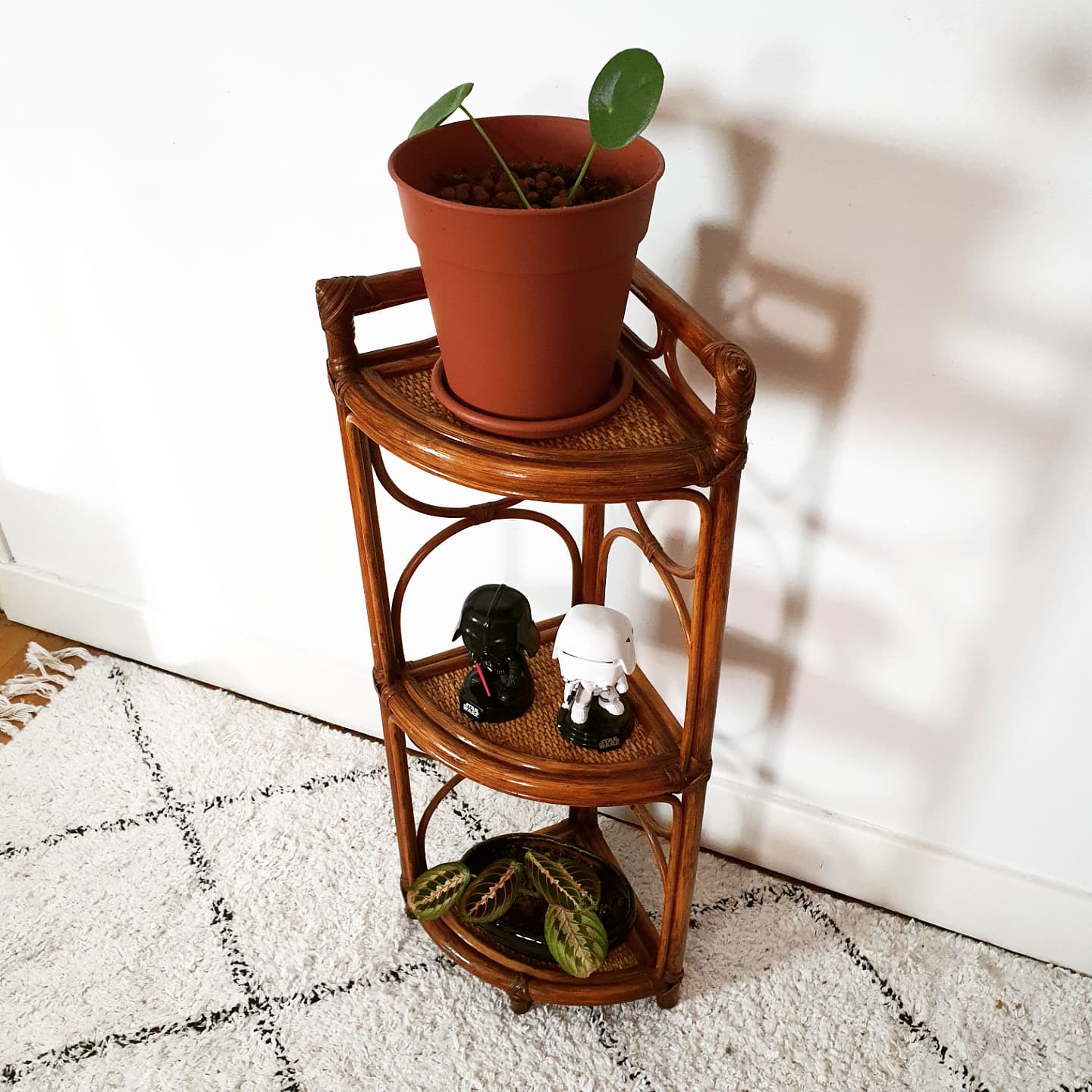 Vintage bamboo and rattan corner floor