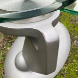 Naos designer coffee table in tempered glass and cast iron