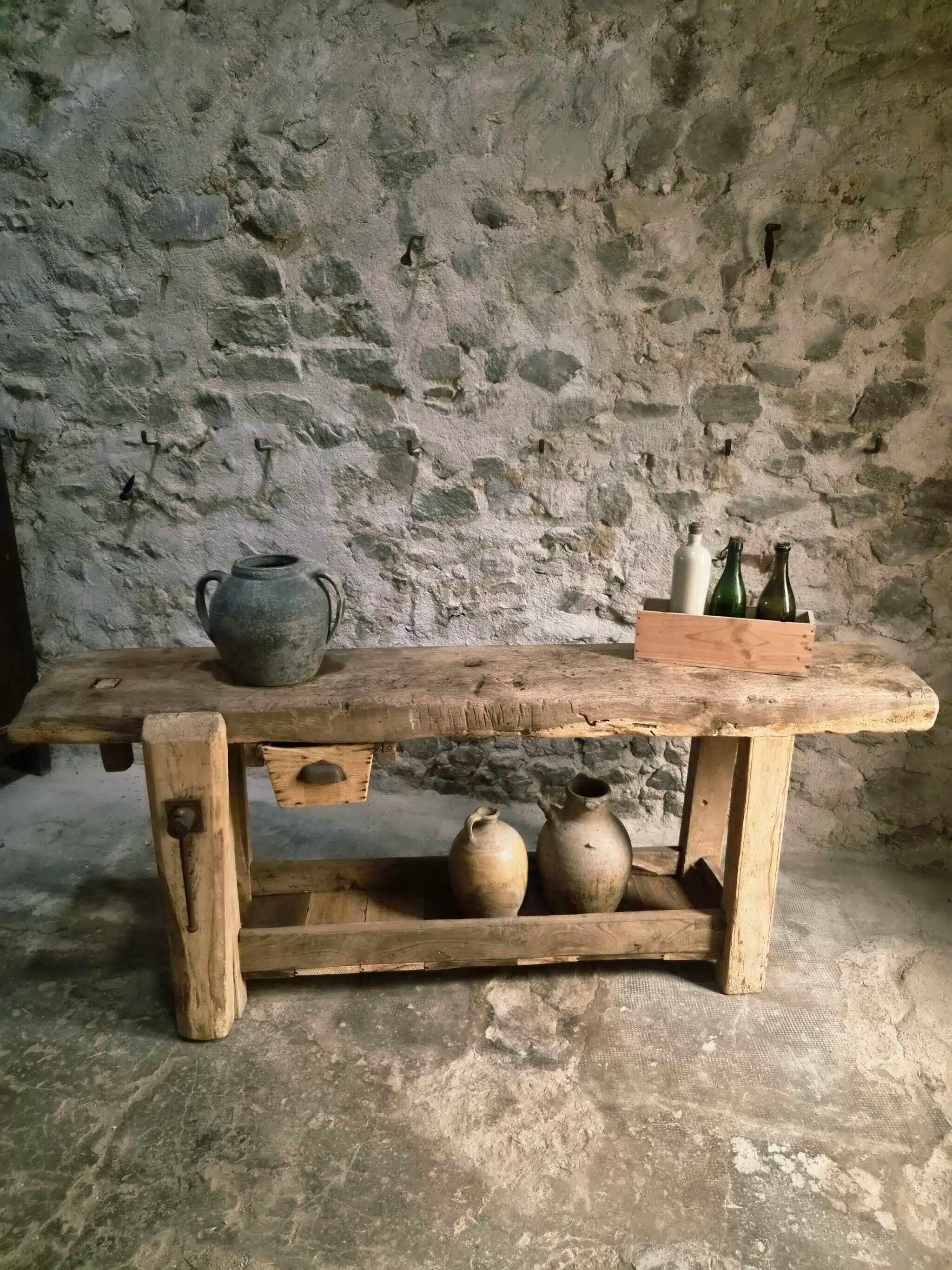 Ancient French oak table | Rustic console | 19th century