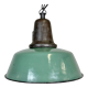 Industrial green enamel factory lamp with cast iron top, 1960s
