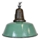 Industrial green enamel factory lamp with cast iron top, 1960s