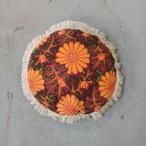 Round cushion year 70 vintage fringes