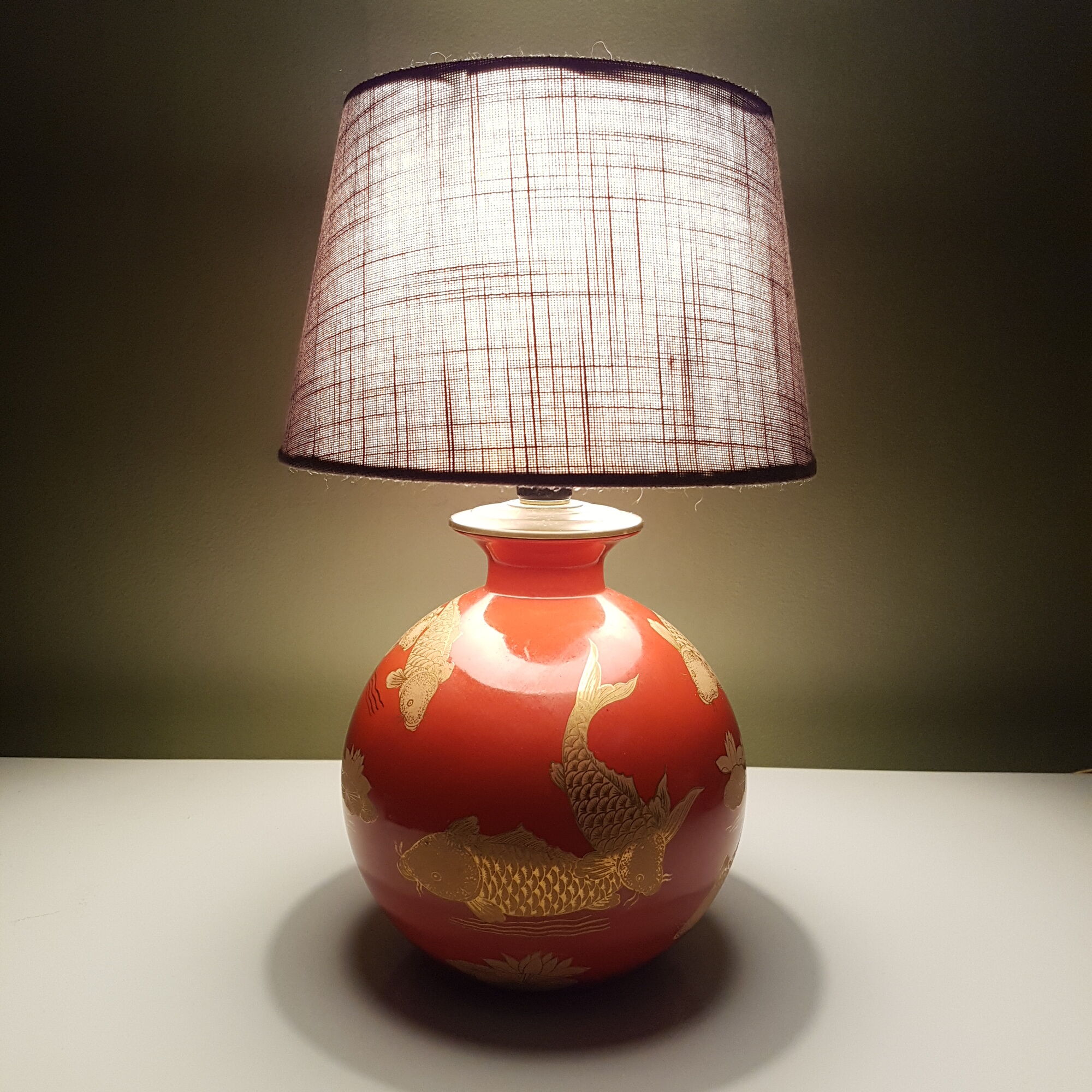 Lamp golden Carp Koi pattern