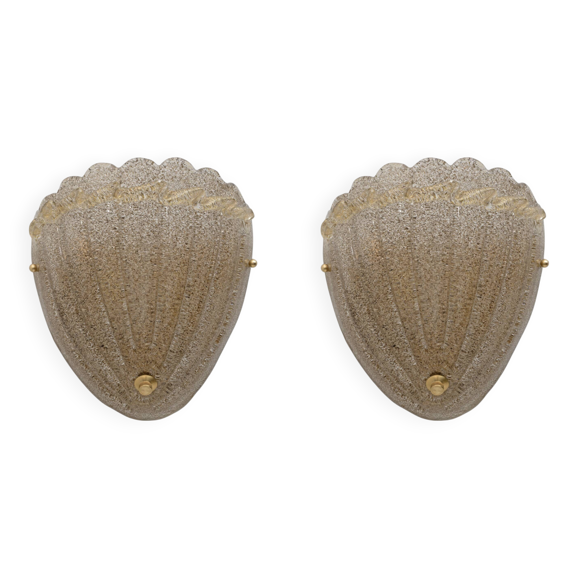 Pair of Mid-Century Modern Glass Shell Sconces
