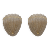 Pair of Mid-Century Modern Glass Shell Sconces