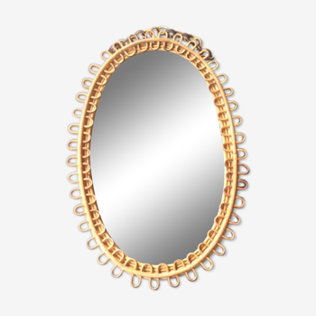 Oval rattan mirror 65x44cm