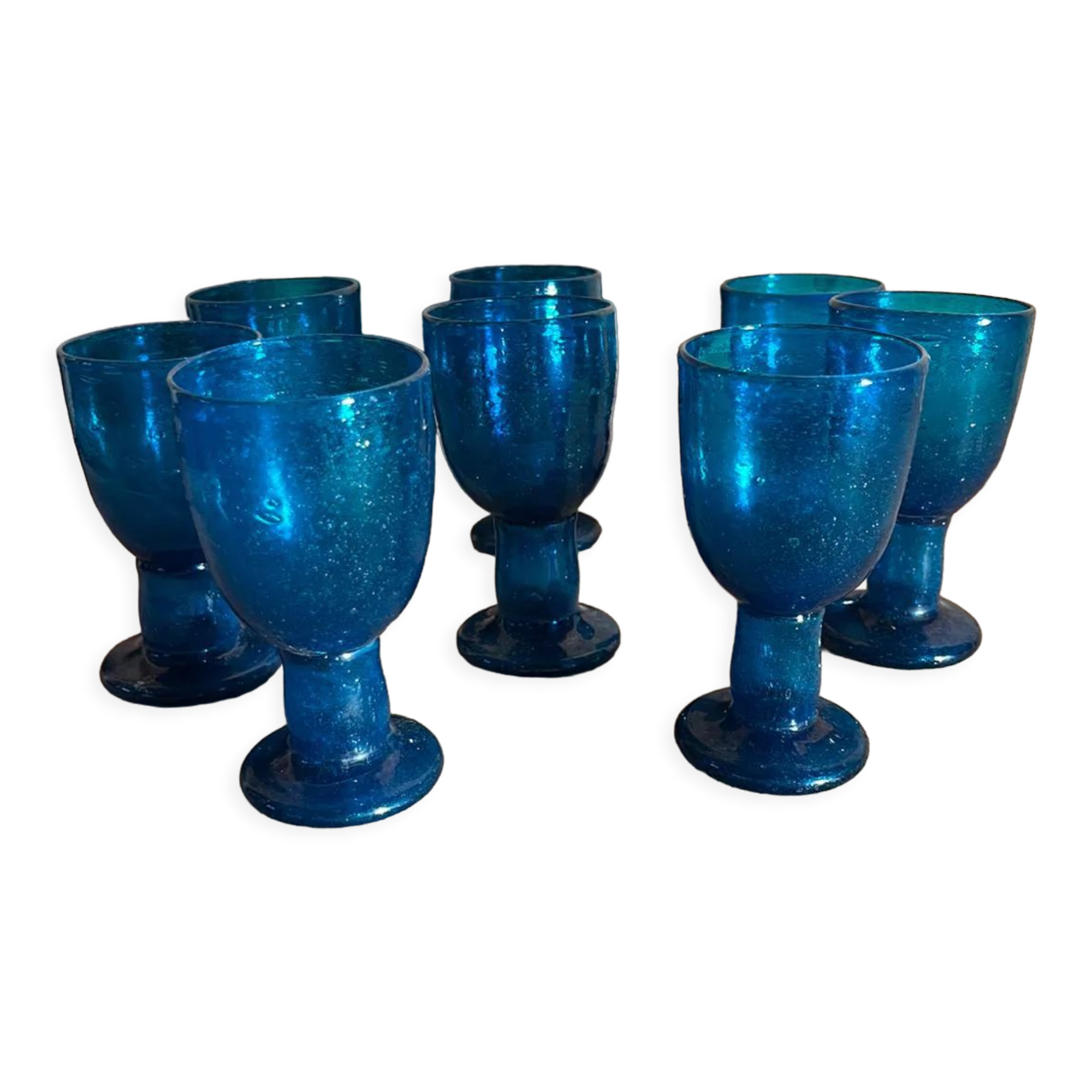 Series of 8 vintage glasses 60s in blow glass