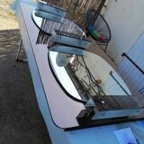 Large double mirrors 3 sconces brown smoked glass fontana arte style 1960 70