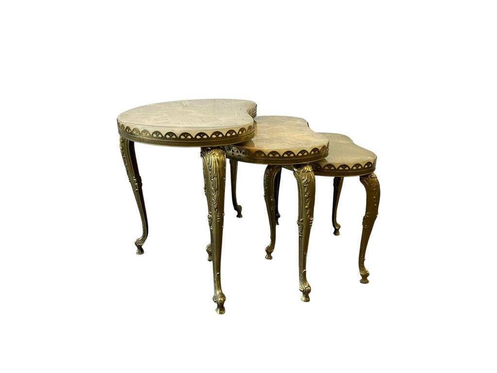 Set of 3 vintage nesting tables in onyx / side tables
