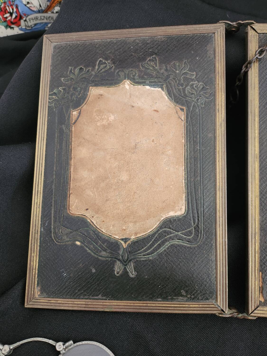 Antique barber-style triptych mirror