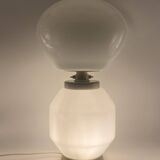 Lampe de table en verre blanc Space Age, Faver Italie années 1970