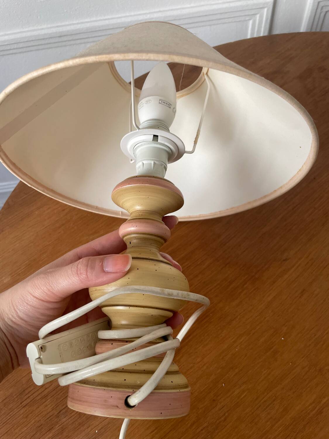 Vintage wooden bedside lamp