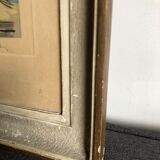 Framed engraving port landscape