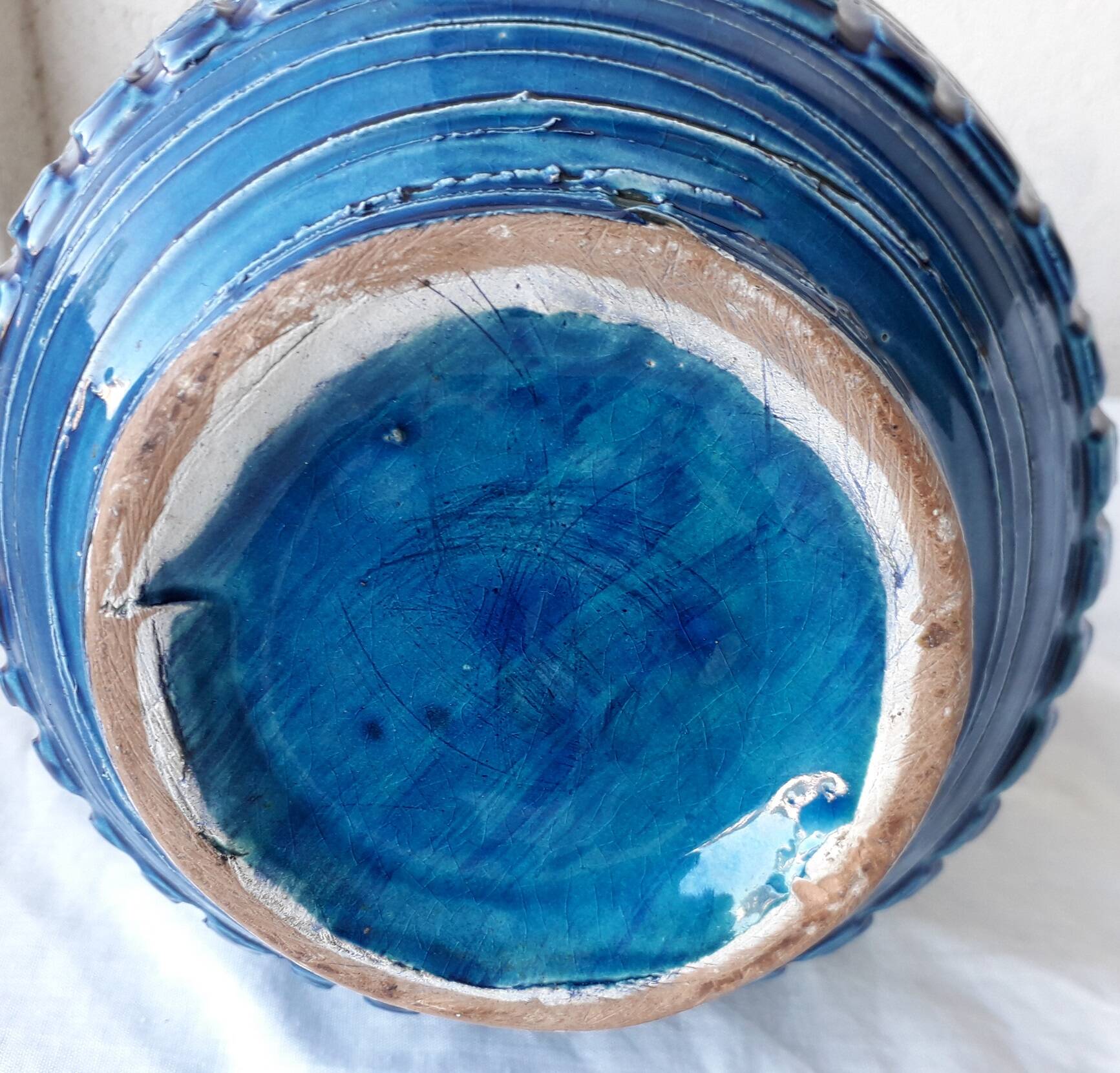 Blue ceramic pitcher Aldo Londi