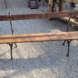 Garden bench cast iron bases and wooden seat