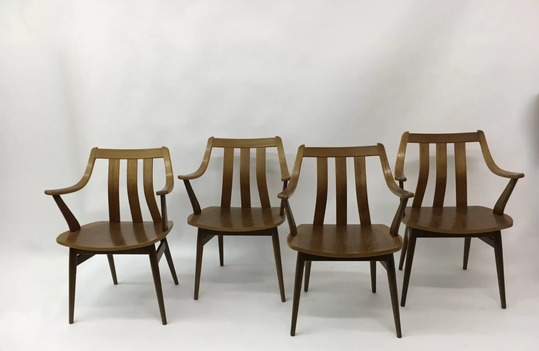 Set of 4 teak plywood dining chairs attributed to Pastoe, 1960s