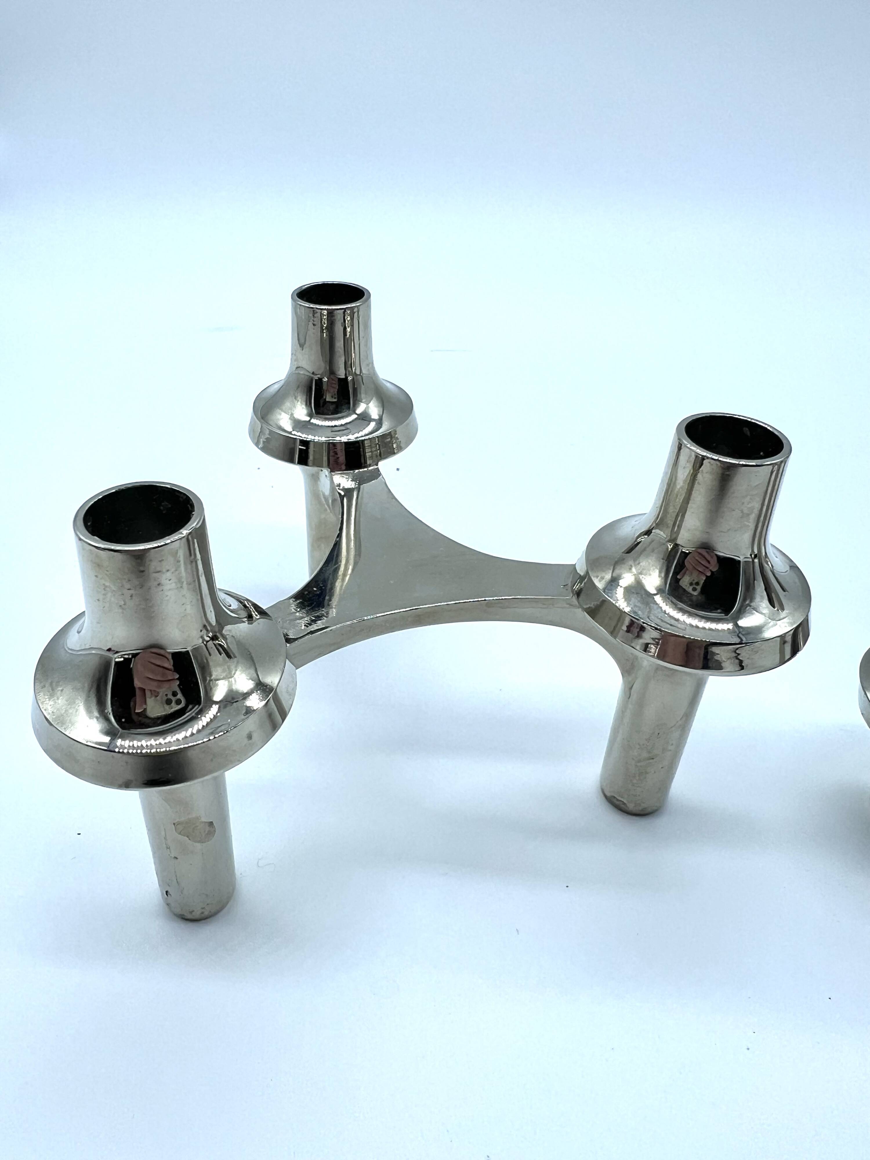 Pair of modular candle holders, German design, Nagel type, 1970s.