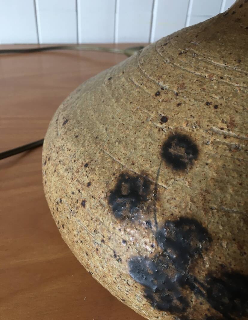 Terracotta lamp base signed