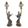 Pair of Art Nouveau oil lamps in cast iron
