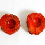 Two mid-century standing ashtrays consisting of red Alabaster cup
