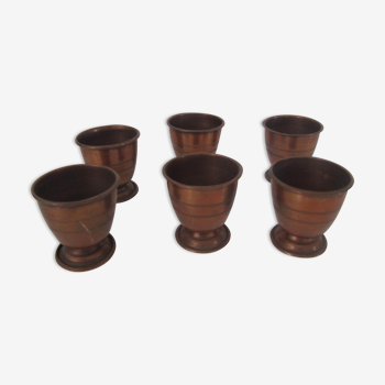 Lot of 6 egg cups in copper